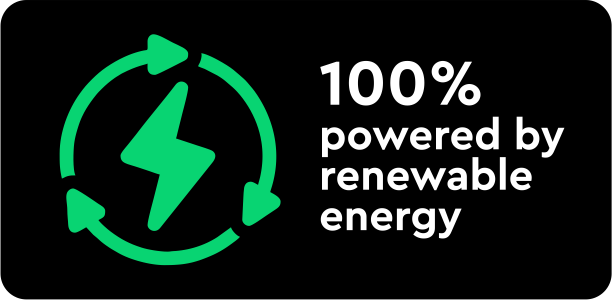 Our website hosting is 100% powered by electrical energy from renewable sources